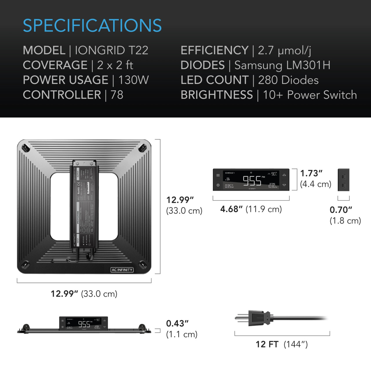 AC Infinity T22 Light - Shore Grow